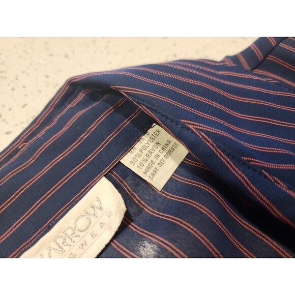 Vintage Lady Arrow Shirt Top Button Front 10 Blue Pink Pin Stripes - Picture 6 of 6